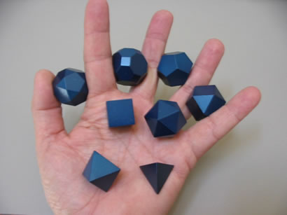 8 geometric solids in a hand