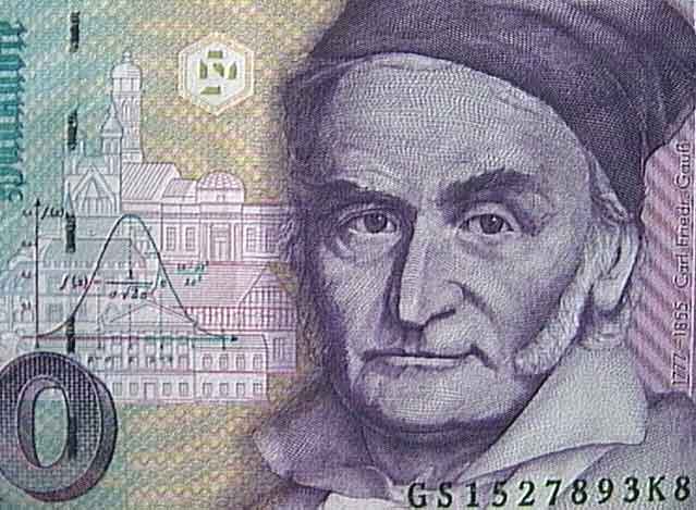 Portrait of Gauss really a 10 Deutsche Mark banknote