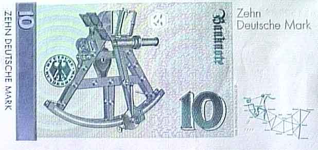 Backside of 10 Deutsche Mark banknote